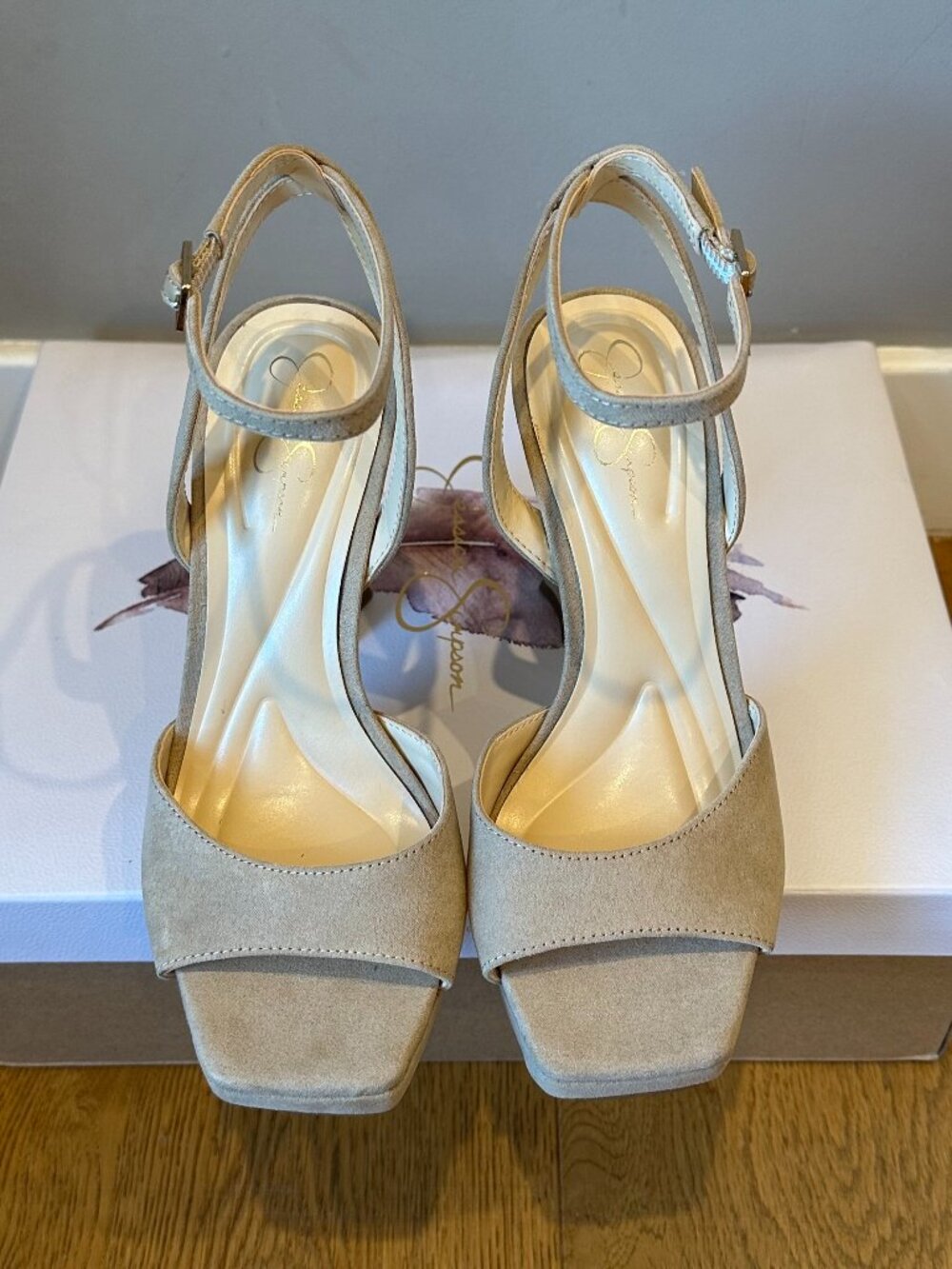 Jessica Simpson Jixte Sculptural Ankle-Wrap Platform Heels (Light Maple) - Picture 8 of 16